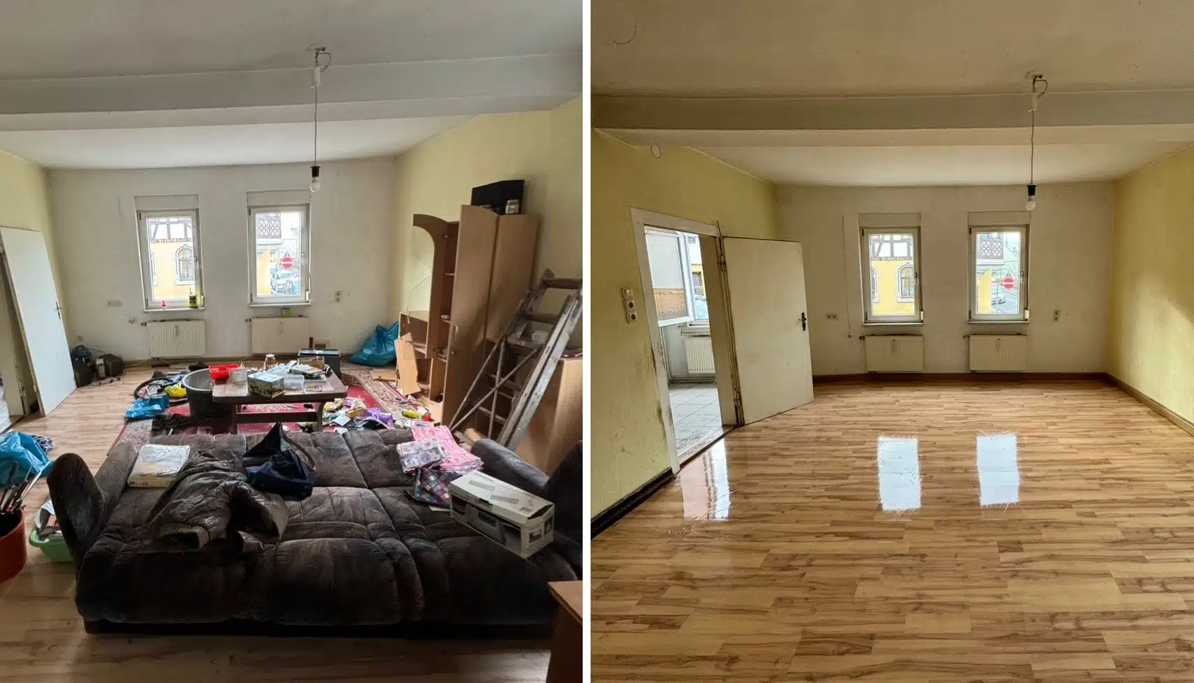 Haushaltsräumungen in Pößneck mera Dienstleistungen Vorher Nachher Vergleich einer Wohnungsentrümpelung mera Dienstleistungen aus Pößneck